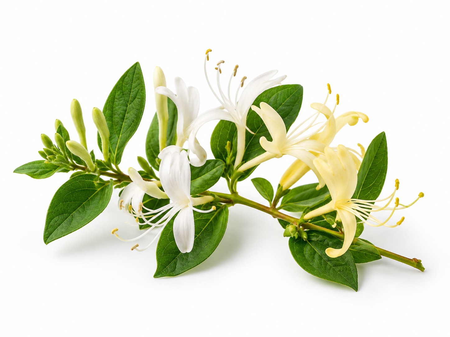 Ingredients Honeysuckle botanical on a white background