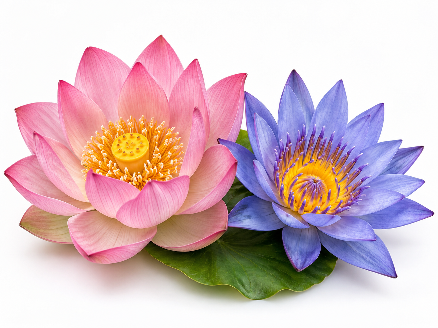 Ingredients Pink & Blue Lotus botanical on a white background