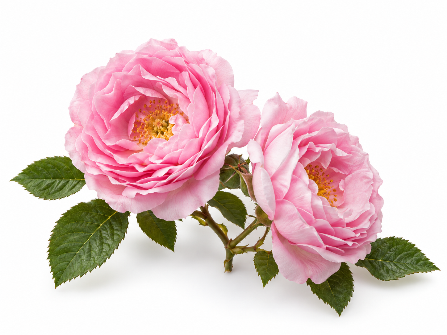 Ingredients Rose Otto botanical on a white background